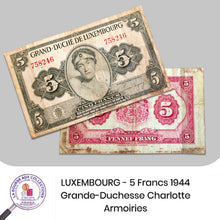 Charger l&#39;image dans la galerie, LUXEMBOURG - 5 Francs 1944 - Pick.43a
