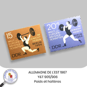 ALLEMAGNE DE L'EST 1966 - Y&T 905/906 - Championnats d'Europe et du monde de poids et haltères à Berlin - NEUF **