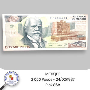 MEXIQUE - 2 000 PESOS - 24/02/1987 - Pick.86b