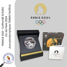 Charger l&#39;image dans la galerie, 10 euro FRANCE 2021 -  J.O. de Paris 2024 - Jeux paralympiques TENNIS FAUTEUIL - Coffret BE
