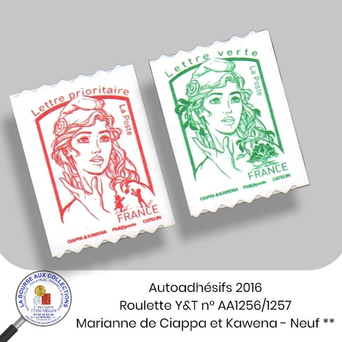 2016 - Autoadhésifs - Y&T n° AA 1256/1257 Roulette  - Marianne de Ciappa et Kawena  - Neuf **