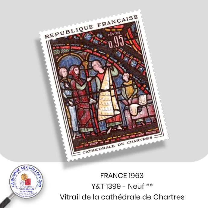 1963 - Y&T 1399 - Vitrail de la cathédrale de Chartres - Neuf **