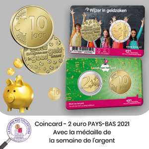 2 euro PAYS-BAS 2021 - Coincard 2 € + médaille - Semaine nationale de l'argent
