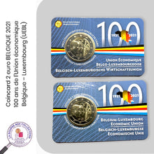 Charger l&#39;image dans la galerie, Coincard 2 euro BELGIQUE 2021 - 100 ans de l’Union économique Belgique – Luxembourg (UEBL)
