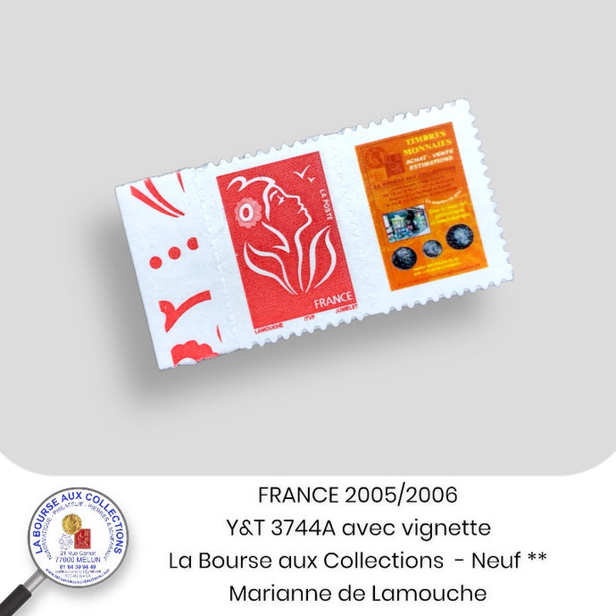 Personnalisés 2005/2006- Y&T 3744A - Timbre autoadhésif Marianne de Lamouche / Vignette Personnalisé La bouse aux collections - Neuf  **