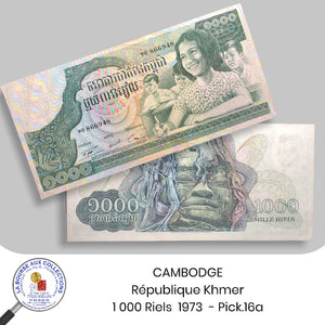 CAMBODGE - République Khmer - 1 000 Riels  1973  - Pick.16a - NEUF/UNC