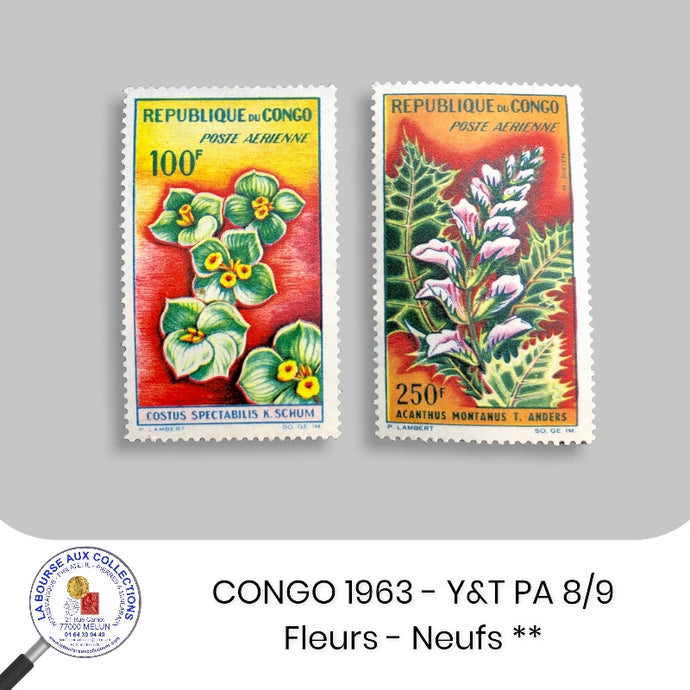CONGO 1963 - Y&T n° PA8/9 - Fleurs - Neufs **