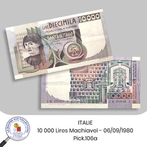 ITALIE - 10 000 Lires Machiavel - 06/09/1980 - Pick.106a