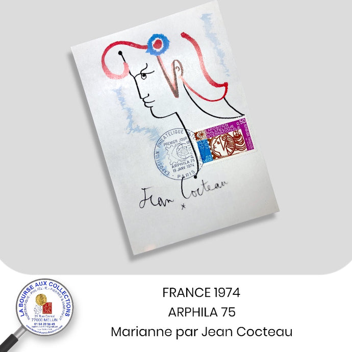 FRANCE 1974 - Y&T 1783 sur carte maximum EXPOSITION ARPHILA 75 - Jean Cocteau