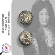 Charger l&#39;image dans la galerie, LOUIS XIV (1673/1710) - 4 SOLS aux 2 L - 1691 D, lyon - Réformation
