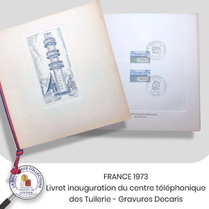 1973 - Y&T 1150 en livret avec 4 gravures de Decaris - Inauguration du centre téléphonique des Tuileries