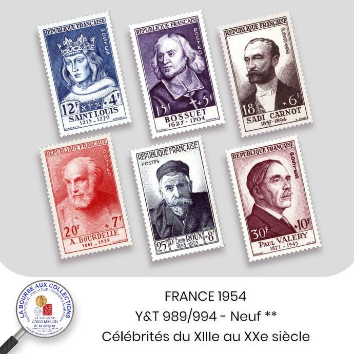 1954 - Y&T 989/994 - Célébrités Françaises du XIIIe au XXe siècles - Neuf **