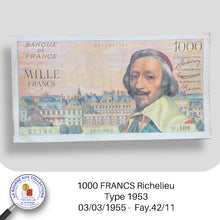 Charger l&#39;image dans la galerie, 1000 FRANCS Richelieu type 1953 - 03/03/1955 - Fay.42/11
