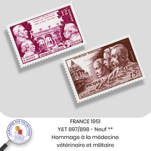 1951 - Y&T 897/898 - Hommage à la médecine vétérinaire et à la médecine militaire - Neuf **