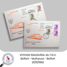 Charger l&#39;image dans la galerie, Cartes postales VOYAGE INAUGURAL du TGV Belfort - Mulhouse - Belfort  - 21/01/1982
