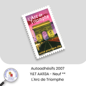 2007 - Autoadhésifs -  Y&T n° AA 113A (3599A) - L'Arc de Triomphe - Neuf **