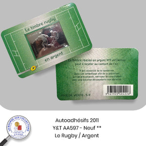 2011 -  Autoadhésifs  - Y&T n° AA 597 - Rugby (Argent 999‰) - Neufs **