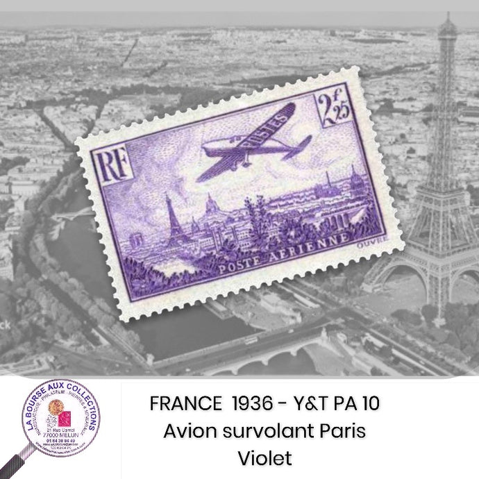 1936 - Y&T PA 10 - Avion survolant Paris - Violet