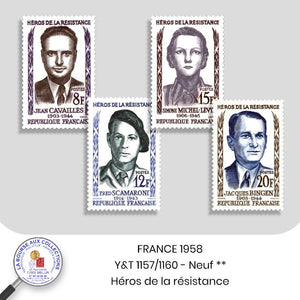 1958 - Y&T 1157/1160 - Héros de la résistance - Neuf **