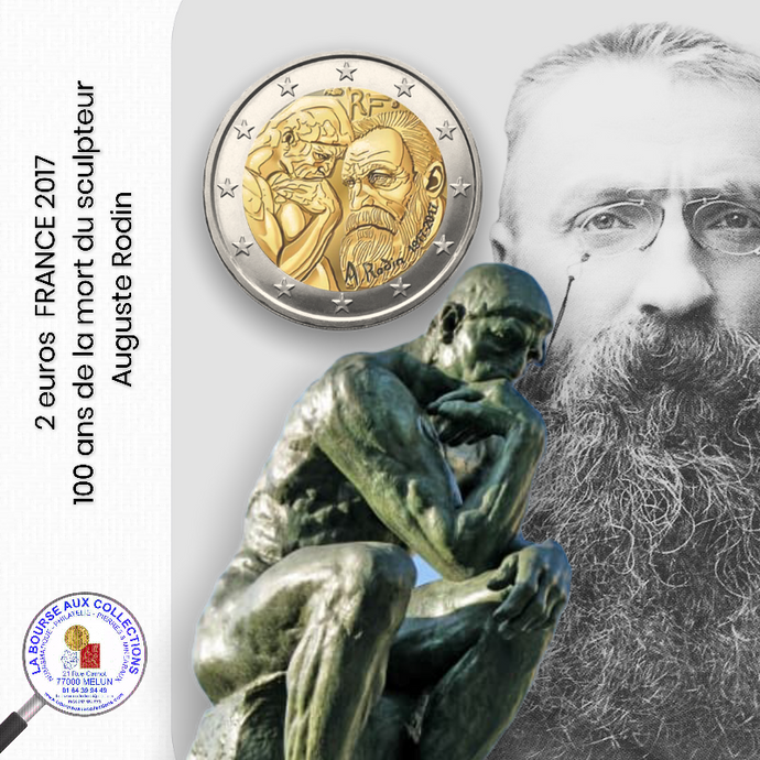 2 Euro FRANCE 2017 - 100 ans de la mort du sculpteur Auguste Rodin
