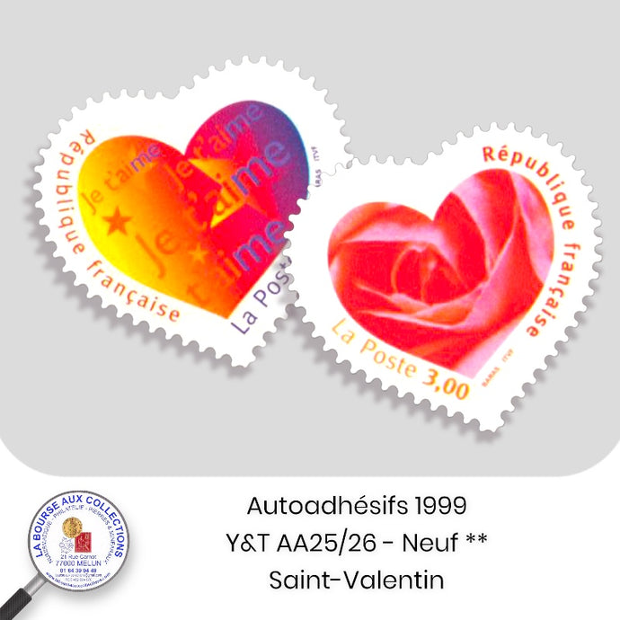 1999 - Autoadhésifs -  Y&T n°  AA 25/26 (3218/3219) - Saint-Valentin - Neuf **