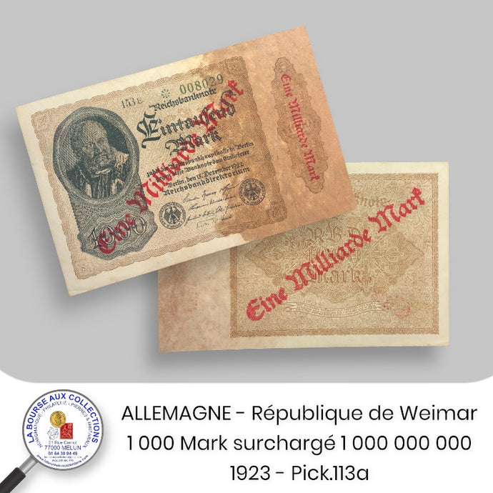 ALLEMAGNE - 100 Marck surchargé 1 000 000 000 de Mark - ND (sept. 1923) - Pick.113a
