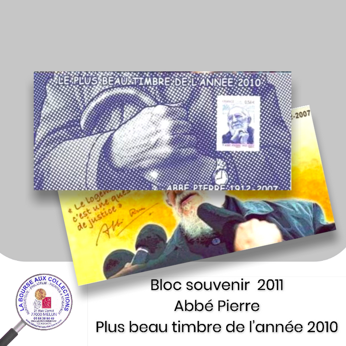 2011 - Bloc souvenir n° 66 - Abbé Pierre .Le plus beau timbre de l'année 2010  - Neuf **