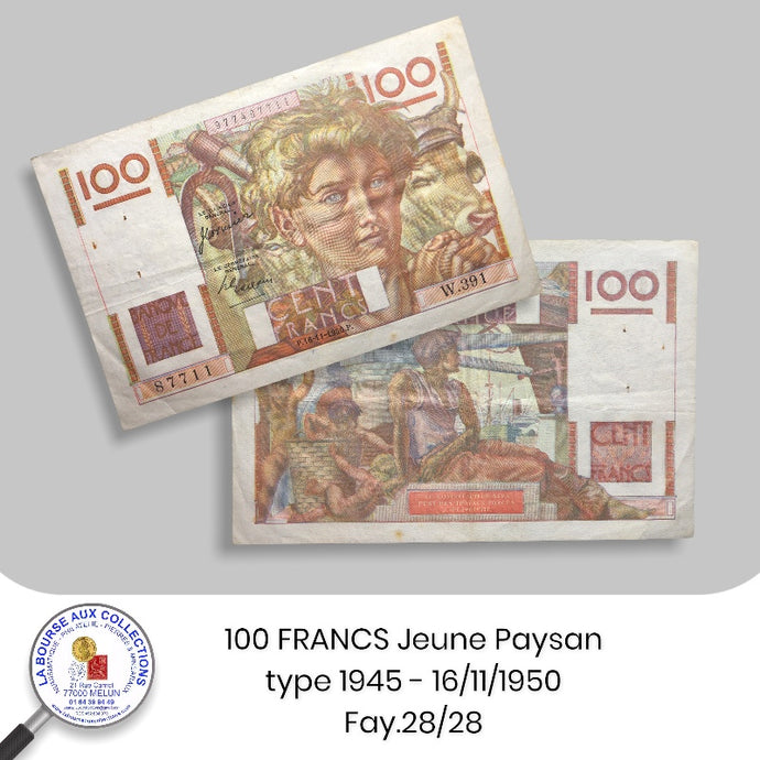 100 FRANCS Jeune Paysan type 1945 - 16/11/1950. Fay.28/28