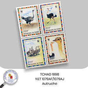 TCHAD 1998 - Y&T 1079AF/1079AJ - Faune protégée Oiseau / Autruche - NEUF **