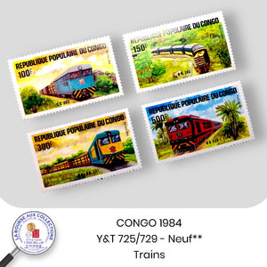CONGO 1984 - Y&T 726/729 - Trains - Neuf **