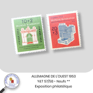 ALLEMAGNE DE L’OUEST 1953 - Y&T 57/58 -  Exposition philatélique "Ifrada" à Francfort-sur-le-Main -  NEUFS **