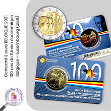 Charger l&#39;image dans la galerie, Coincard 2 euro BELGIQUE 2021 - 100 ans de l’Union économique Belgique – Luxembourg (UEBL)
