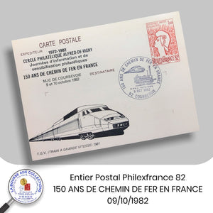 Entier postal 2216-CP1 - Philexfrance 82 -  150 ANS DE CHEMIN DE FER EN FRANCE Courbevoie 09/10/1982