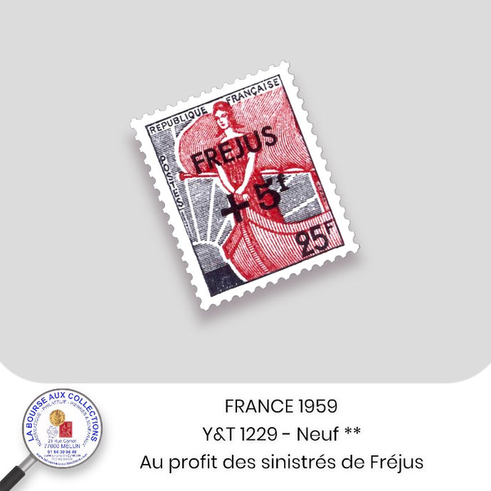 1959 - Y&T 1229 - Au profit des sinistrés de Fréjus - Neuf **