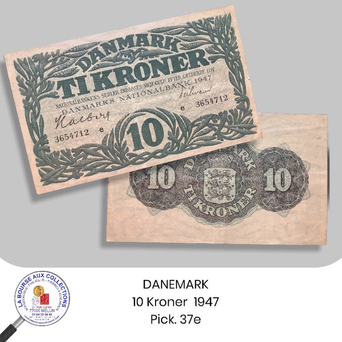 DANEMARK - 10 Kroner  1947 - Pick. 37e