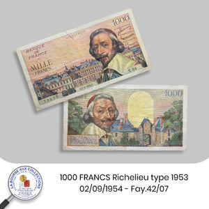 1000 FRANCS Richelieu type 1953 - 02/09/1954 - Fay.42/07