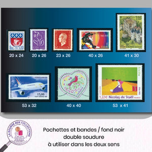 Pochettes et bandes pour timbres, carnets et blocs - Fond noir -  "Double soudure" ©Id-hawid