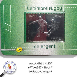 2011 -  Autoadhésifs  - Y&T n° AA 597 - Rugby (Argent 999‰) - Neufs **