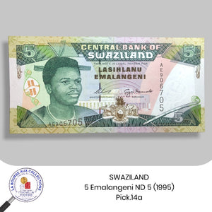 SWAZILAND - 5 Emalangeni ND 5 (1995) - Pick.14a - NEUF / UNC