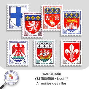 1958 - Y&T 1180/1186 - Armoiries de villes - Neuf **