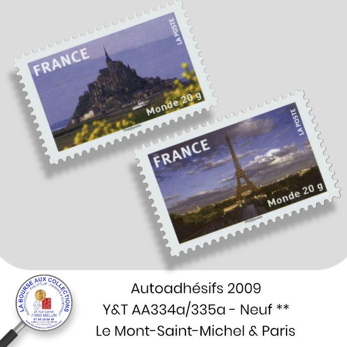 2009 - Autoadhésifs - Y&T n° AA 334a/335a -  Mont-Saint-Michel & Paris - Neuf **