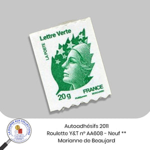 2011 - Autoadhésifs - Y&T n° AA 608 Roulette - Marianne de Beaujard - Neuf **