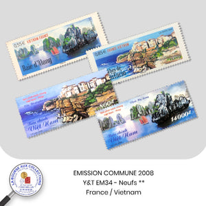 FRANCE 2008 - Emission commune France-Vietnam - Y&T EM34 - Paysages de France et du Vietnam   - Neufs **