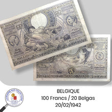 Charger l&#39;image dans la galerie, BELGIQUE - 100 Francs / 20 Belgas - 20/02/1942

