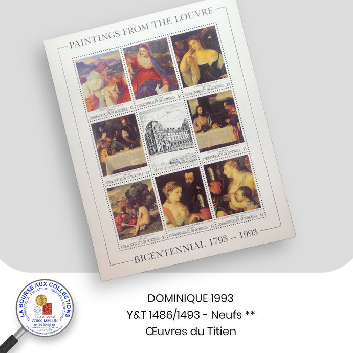 DOMINIQUE 1993 - Y&T 1486/1493 - Tableaux ou détails de tableaux du Titien - NEUF **