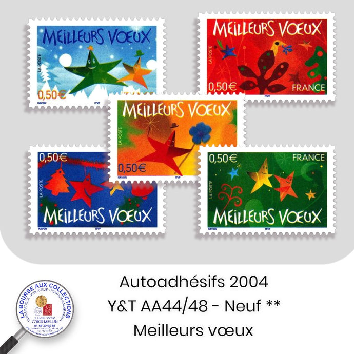 2004 - Autoadhésifs -  Y&T n° AA 44/48 (3722/3726) -  Meilleurs voeux - Neuf **