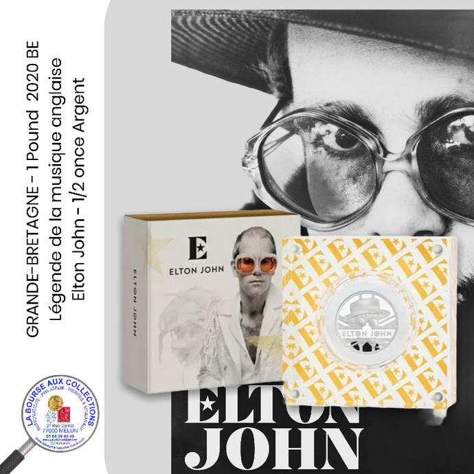 ROYAUME-UNI - Série Légendes de la chanson anglaise - 1 LIVRE Elton John 2020 / 1/2 once d'argent  999‰ - BE