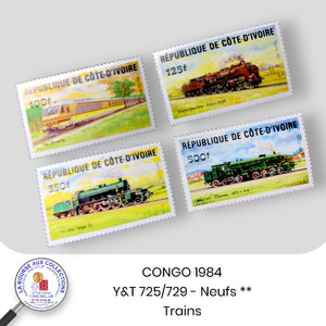 COTE D'IVOIRE 1984 - Y&T 695/698 - Locomotives - Neuf **