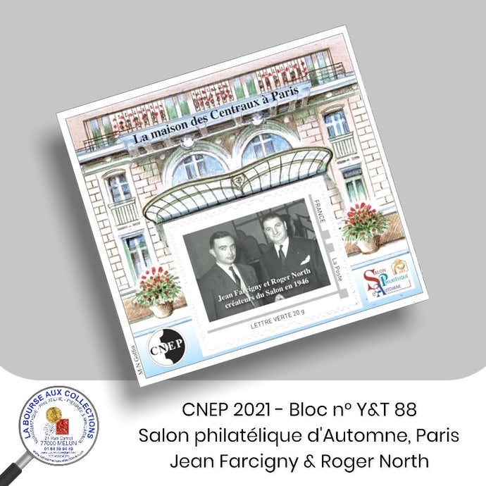 CNEP 2021 - Bloc n° Y&T 88 - Autoadhésif - Salon philatélique d'Automne, Paris - Jean Farcigny & Roger North