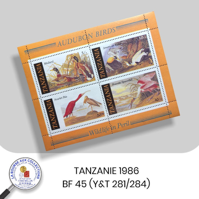 TANZANIE - 1986 - BF 45 (Y&T n° 281/284) - Bicentenaire de la naissance de l’ornithologue J.-J. Audubon